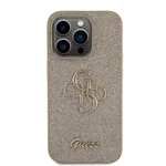 Zadní kryt Guess PU Fixed Glitter 4G Metal Logo pro Apple iPhone 15 Pro, zlatá
