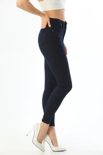 BİKELİFE Women's Navy Blue Rise Waist Ankle Length Slim Leg Skinny Lycra Pants