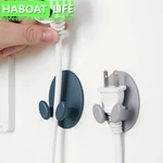 2pcs Power Cord Plug Hook Kitchen Punch-free Socket Holder Nail-free Strong Glue Peg G1