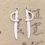 30pcs Charms Sword Fencing 39x10mm Antique Silver Color Pendants DIY Crafts Making Findings Handmade Tibetan Jewelry
