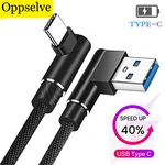 90 Degree Elbow Type C Cable for Huawei P40 P30 Pro Fast Charging Wire for Xiaomi Samsung Galaxy S20 S10 Mobile Phone Wire Cord