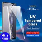 1-4Pcs 9D cover For vivo S16 S15 S12 x80 x90 pro plus UV Tempered Glass phone screen protector NEX 3 3S UV glass protective film