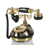 Black Bronzing Antique Telephone Home Vintage Corded Phone Button Dial with FSK and DTMF, Caller ID, Ringer Volume Adjustment