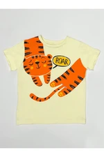 Denokids Roar Kaplan Boys' Yellow Combed Combed Cotton T-shirt