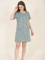 Light Green Patterned Linen Dress with Pockets Brakeburn - Women