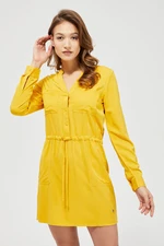 Moodo mustard shirt dress with ties at the waist