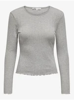 Světle šedé dámské pruhované basic tričko ONLY Carlotta - Dámské