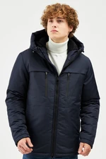 River Club Men's Navy Blue Fiber Inside Water and Windproof Hooded Winter Coat & Coat & Parka