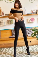 Olalook Women's Black Suede Riding Leggings