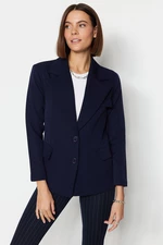 Trendyol Navy Blue Oversize Lined Woven Blazer Jacket