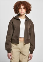 Dámská krátká oversized bunda na zip hnědé barvy