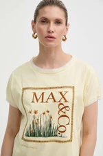 Bavlnené tričko MAX&Co. x FATMA MOSTAFA dámske,žltá farba,2416941018200