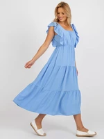 Light blue flowing dress with frills