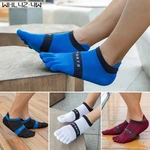 Spring Summer Pure Cotton Five Finger Socks Men Mesh Breathable Striped Ankle No Show Invisible Socks With Toes Hot Sell
