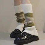 Musuos Women Knit Leg Warmer Contrast Color Warm Winter Accessories Calf Cover Boot Socks Harajuku Streetwear