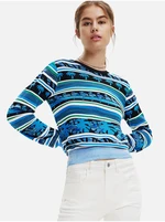 Blue women's striped sweater Desigual Rainforest - Women