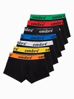 Ombre Men's cotton boxer shorts with contrasting elastic - 7-pack black Ombre Men's cotton boxer shorts with contrasting elastic - 7-pack black