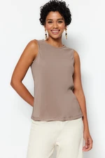 Trendyol Stone Pleated Zero Sleeve Regular Fit Knitted Blouse