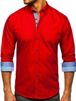 Červená pánska elegantná košeľa s dlhými rukávmi Bolf 8838-1