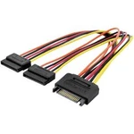 PC, napájecí kabel Digitus AK-430405-003-M, [2x proudová SATA zásuvka 15pólová - 1x proudová SATA zástrčka 15pólová], 30.00 cm, barevná