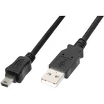 USB kabel OTG, USB 2.0 ⇔ miniUSB typ B, 1,8 m, černá