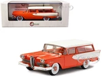 1958 Edsel Roundup Two Door Station Wagon Orange Red with White Stripe and Top Limited Edition to 250 pieces Worldwide 1/43 Model Car by Esval Models