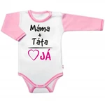 Body dlouhý rukáv s vtipným textem Baby Nellys, Máma+Táta, holka, vel. 80 (9-12m)
