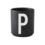 Čierny porcelánový hrnček Design Letters Alphabet P, 250 ml