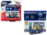 1967 Chevrolet Camaro 15 "Sunoco" with "Sunoco" Exterior Service Gas Station Facade Diorama Set "Johnny Lightning 50th Anniversary" 1/64 Diecast Mode