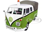 Volkswagen T1 Pickup with Canopy Green and White with Trailer "Road Service" 1/24 Diecast Model Car by Motormax