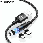 Twitch Magnetic Data Cable 3A USB Type- C Micro USB Fast Charging Line For Huawei P40 Pro Mate 30+ Mi10 Note 9S ASUS Zen