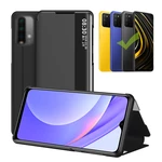 Bakeey for POCO M3 Case Magnetic Foldable Flip Smart Sleep Window View Stand PU Leather Protective Case