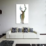 Miico Hand Painted Oil Paintings Simple Male Deer A Wall Art For Home Decoration Painting