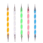 5Pcs Color Handle Dotting Tools Spiral Rod Double-end Point Nail Pen Indentation Pen Point Flower Drill Tool