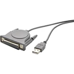 USB paralelný kábel RENKFORCE 1x USB 1.1 zástrčka ⇔ 1x D-SUB zásuvka 25pol. 1.80 m sivá