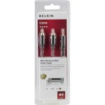 Belkin F3Y116bt1M cinch / jack audio prepojovací kábel [2x cinch zástrčka - 1x jack zástrčka 3,5 mm] 1.00 m čierna pozlá