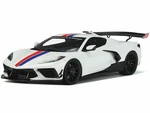 Chevrolet Corvette C8 Arctic White with Red and Blue Stripes "Hennessey" Limited Edition to 999 pieces Worldwide 1/18 Model Car by GT Spirit