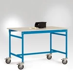 Manuflex LB4028.5012 Odkládací stolek ESD ZÁKLADNÍ mobilně se Melamin-Tischplatte v světle modrá RAL 5012, Šxhxv: 1000 x 800 x 853 mm