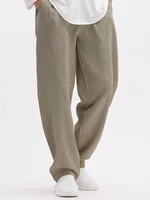 Mens Pure Color Stitching Designed Ankle Length Pants