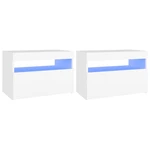 TV Cabinets with LED Lights 2 pcs White 23.6"x13.8"x15.7"