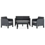 4 Piece Garden Lounge Set with Cushions PP Anthracite