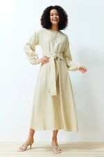 Trendyol Beige Tie Front Woven Dress