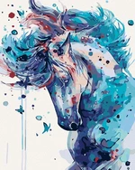 Zuty Tmavě modrý abstraktní kůň