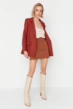 Trendyol Brown Woven Button Mini Skirt