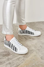 Trendyol White Zebra-Patterned Women's Sneaker