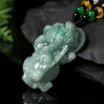 Natural Grade A Green Jadeite Carved Unique PiXiu Lucky Pendant Amulet Necklace Certificate Vintage Woman Man's Gift Jewelry