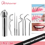Stainless Steel Toothpick Set Tooth Flossing Reusable Toothpicks Portable Toothpick Floss Oral Hygiene Care Teeth Tartar Remover