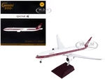Boeing 777-300ER Commercial Aircraft with Flaps Down "Qatar Airways" White with Dark Red Stripes "Gemini 200" Series 1/200 Diecast Model Airplane by