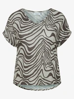 Brown-white patterned women's T-shirt Fransa