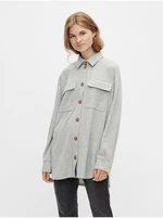 Light Grey Women's Oversize Shirt Jacket Pieces Chilli - Women's